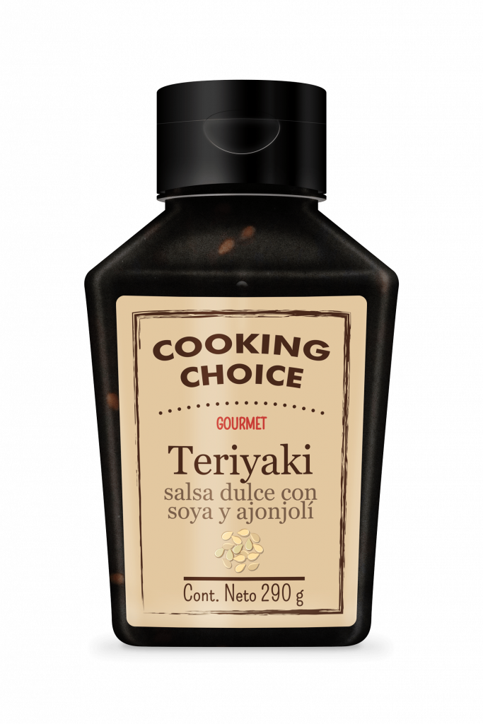 Salsa teriyaki gourmet, con semilla y aceite de ajonjolí. Una salsa que aporta un sabor ahumado a tus comidas dándole un toque oriental.